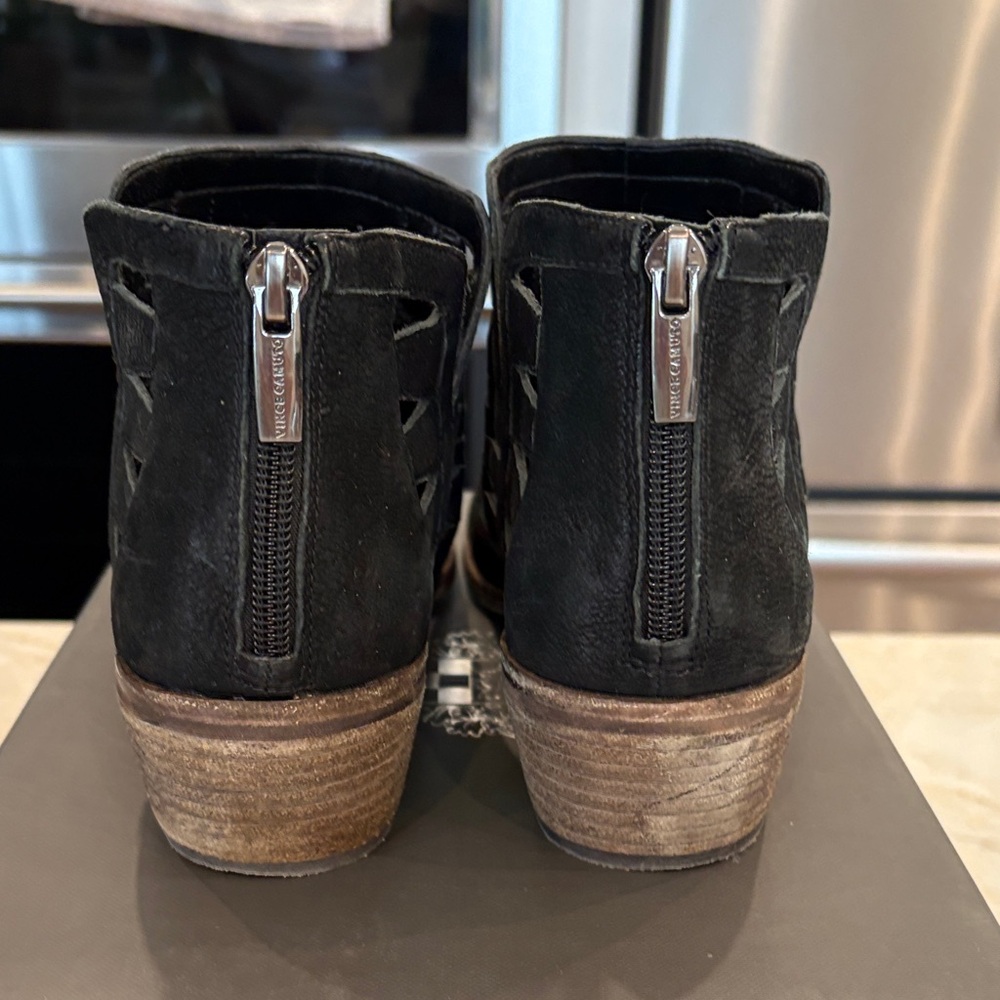 Vince Camuto Suede Black Ankle Boots with cutouts on the sides - Picture 3 of 10